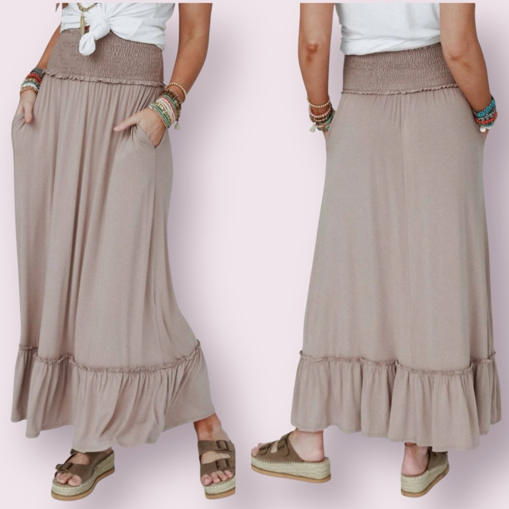 Three Bird Nest Tan Maxi Skirt